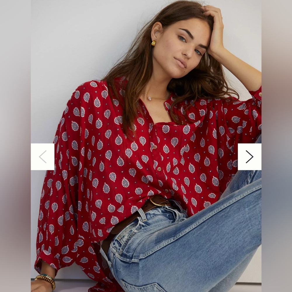 ANTHROPOLOGIE 3/4 Sleeves Pamela Blouse Small Size
